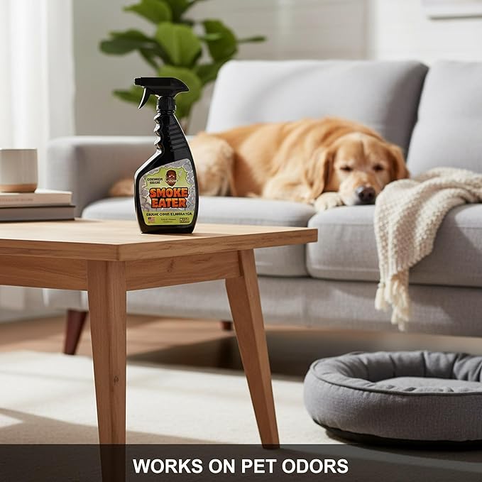 Smoke Eater Odor Eliminator Spray, Cucumber Melon, 22 oz — Breaks Down Smoke Odor at the Molecular Level — Works on Fabric, Cars, Furniture — Made in USA