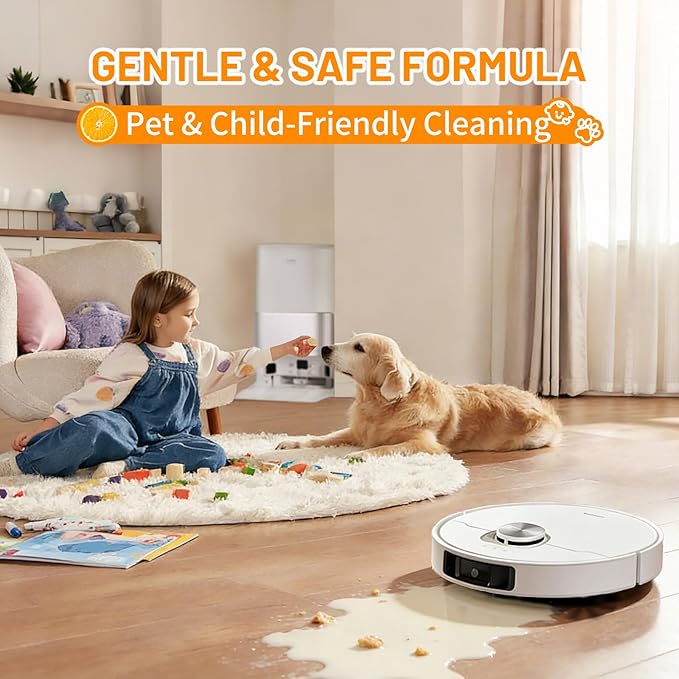 Sweet Orange Scent Floor Cleaning Solution Compatible with Dreame Cleaning Solution, Floor Cleaner for Hardwood Tile Hardfloor, Compatible Robot Vacuums with Mopping and Wet Dry Vacuum (1 bottle)