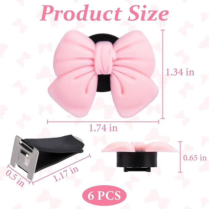 6 PCS Pink Bow Car Air Vent Clips, Cute Air Freshener Clip, Pink Bow Car Accessories, Coquette Airs Conditioning Vents Decorations, Interior Girly Cars Accessories for Women Cars Truck Suv
