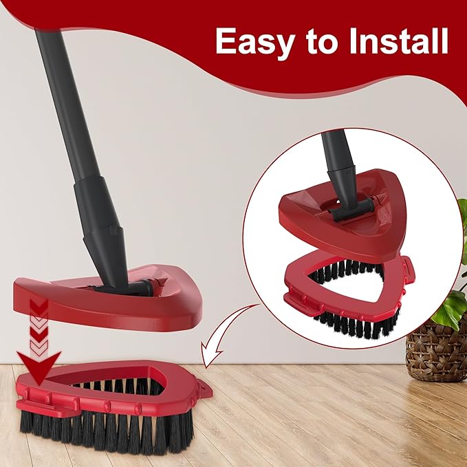 Replacement Scrub Brush for O-Cedar 2-Tank System, 4.4" Triangular Spin Mop Scrubber Head, Heavy-Duty Stiff Bristle Cleaning Brush for Tile, Grout, Bathroom, Kitchen & Floors