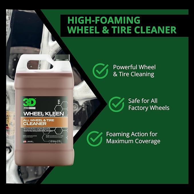 3D Wheel Kleen - High-Foaming Wheel & Tire Cleaner, Removes Brake Dust, Road Grime & Grease, Safe for All Factory Wheels & Calipers, Professional-Grade - 1 Gallon