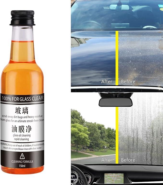 Car Glass Oil Film Cleaner 5-Ounce,Windshield Cleaner Window Cleaner, Glass Cleaner for Auto and Home No Damage