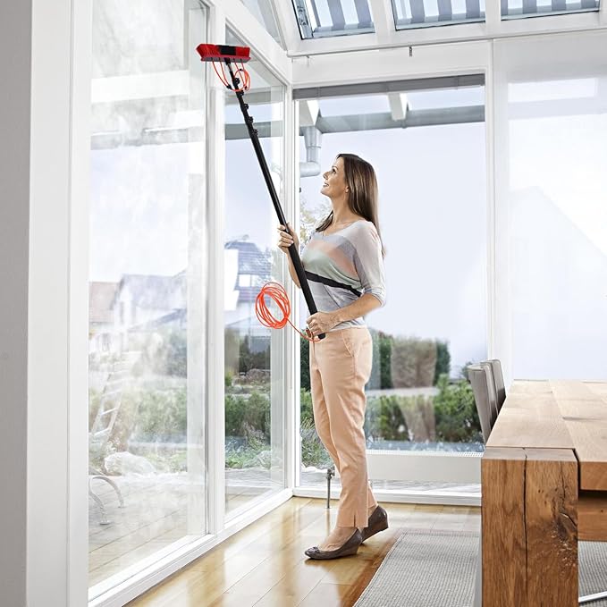 Telescopic Water Fed Pole Brush, 65ft Length Stretchable Solar Panel Cleaning Brush Kit Car Glass Washing Equipment Tool Outdoor Window Cleaner w/Hose Extension Pole Water Spray Washer(65ft)