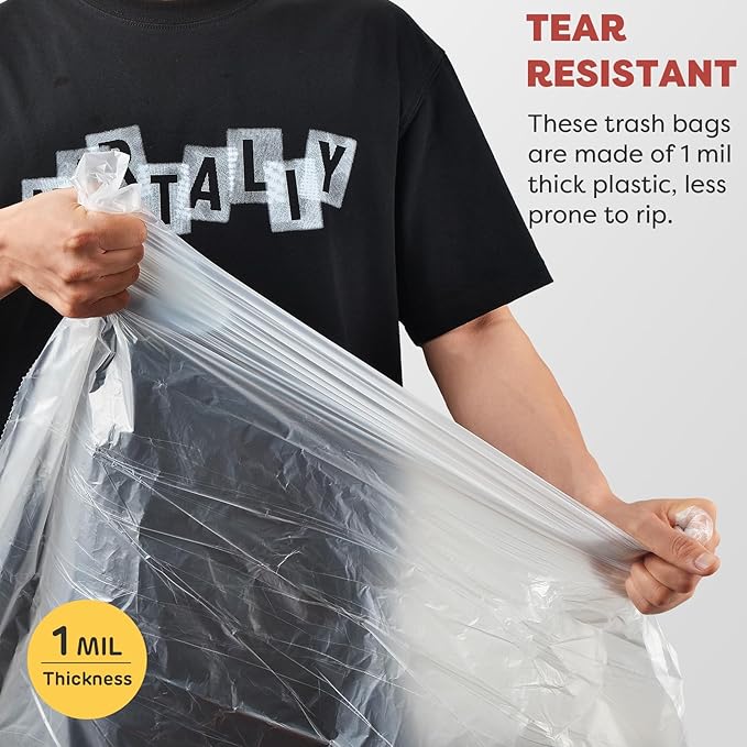21 Gallon Trash Bags, XL-Large Garbage Bags with Drawstring, 108 Count, Heavy Duty Trash Can Liners for Kitchen Office Yard Commercial Use, Clear