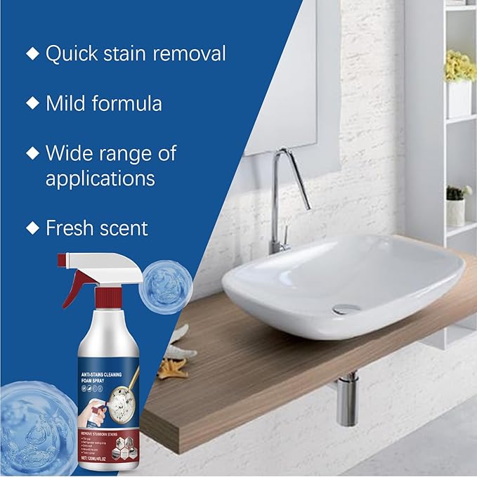 Power Foam Bathroom Cleaner Spray - No-Scrub Stain Remover for Tiles, Grout & Surfaces | Safe on Finishes | Eliminates Soap Scum, Limescale & Odors Household Wall Multi-Functional Cleaner 4oz