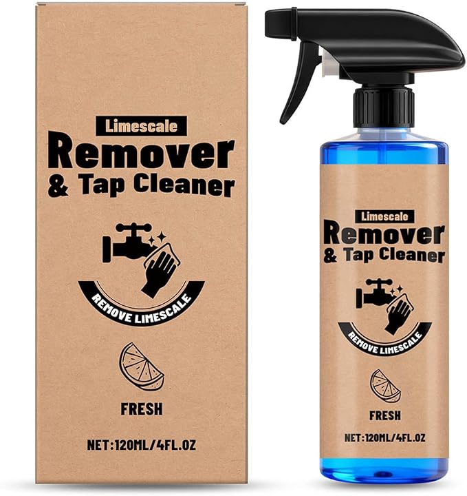 Limescale Remover & Tap Cleaner, Hard Water Stain Cleaner - Powerful Stain Remover for Faucets, Showerheads, Sinks, Stainless Steel Surfaces for Bathroom & Kitchen (1)