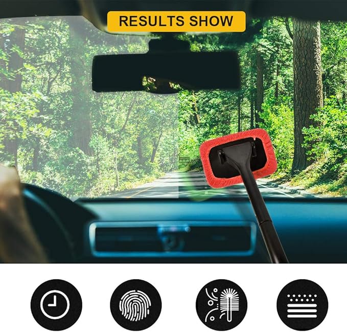 Car Care Microfiber Cloths for Windshield Cleaning Tool, Windshield Cleanner Wand Replaceable Glass Cleaning Bonnets, Interior Auto Window Cleaner Washing Pads, Fit 5”, Red, 5 Pack