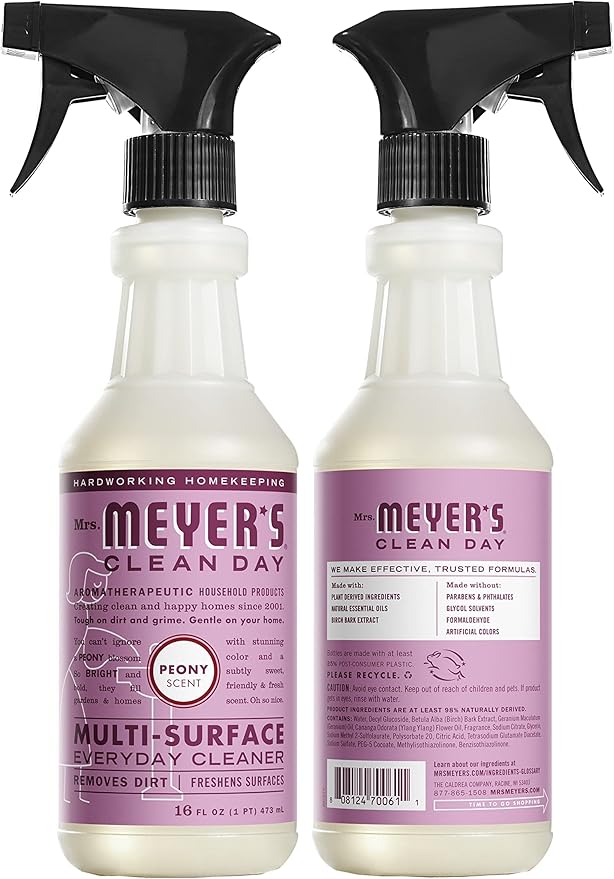 Mrs. MEYER'S Kitchen Set, Dish Soap, Hand Soap, and Multi-Surface Cleaner, 3 CT (Peony)