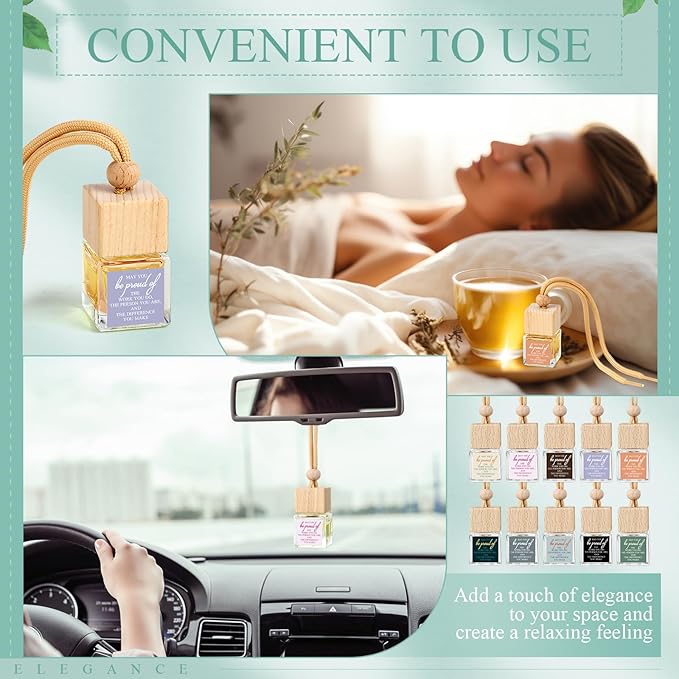20 Pcs Appreciation Gift for Coworker Empty Hanging Car Air Freshener Diffuser Bulk May You Be Proud of the Work Thank You Glass Bottles Gifts for Staff Team Intern Teacher