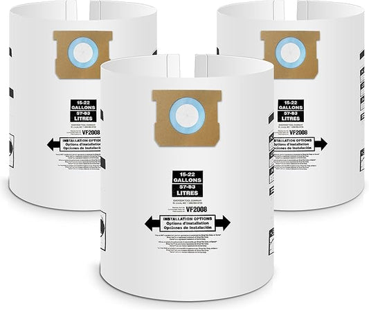 3 Pack Vacuum Bags Replacement for Shop Vac Bags 15-22 Gallon Type G 90663 9066300 Type J 90673 9067300 and VF2008, PETOX High-Efficiency Disposable Vaccum Collection Filter Bags