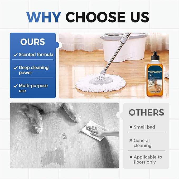 5 in 1 Floor Cleaner, 2025 New 5-in-1 Fragrance Cleaning Care Solution, Dual-Action Stain & Odor Remover for Hardwood Floors, Natural Shine for Mopping Home, Kitchen and Bathroom (1)