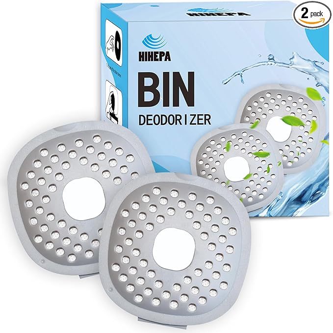 Odor Filter Trash Can Deodorizer: Activated Charcoal & Scent Beads, Stick-On Odor Eliminator for Trash Can, Diaper Pail, Compost Bin, Refrigerator, 2 Pack, Long Lasting