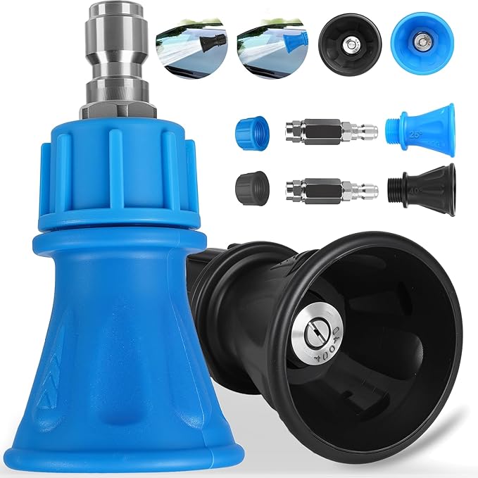 Pressure Washer Nozzle Guard,2 Pack 25 Degree/40 Degree Pressure Washer Nozzle with Protector Holder,High Efficiency Cleaning,Power Washer Tips with 1/4" Male Quick Connect,Stainless Steel