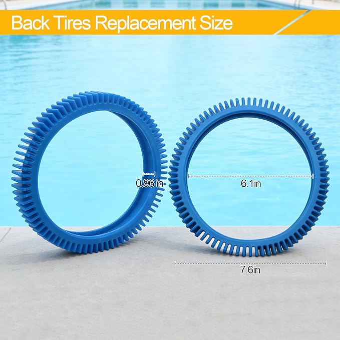 896584000-082 Pool Cleaner Replacement Back Tires for Hayward Pool Vacuum Compatible with Aquanaut, Poolvergnuegen and Phoenix, Rear Tire Kit for In-Ground Pool Vacuums (2Pcs Back Tires)