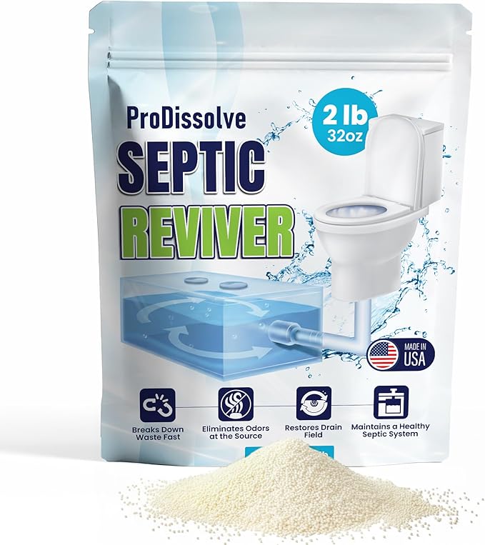 Septic Tank Treatment 2 lb, Up to 30 Treatments – Septic Tank Cleaner with Natural Enzymes & Bacteria – Drainage Solutions to Digest Clogs, Odor, Sludge & Grease While Boosting Beneficial Bacteria