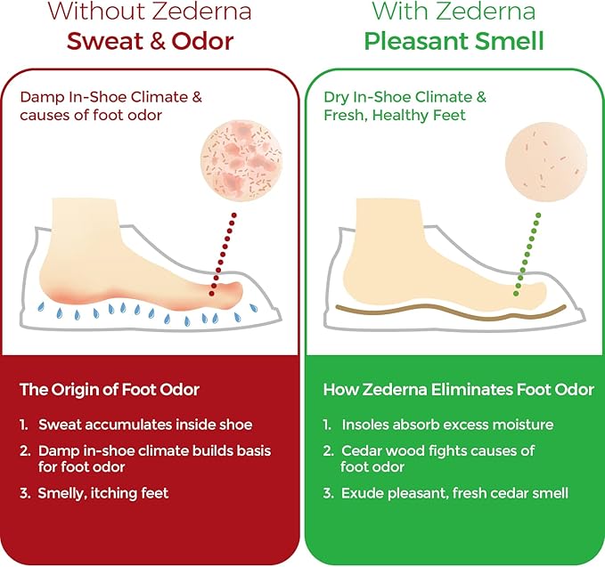 Zederna Cedar Wood Shoe Insoles Men & Women, 3 Pairs, Against Foot & Shoe Odor, Shoe Inserts for Women & Men, Shoe Odor Absorber, Against Smelly Feet. Natural Cedar Sole Inserts, Shoe Deodorizer