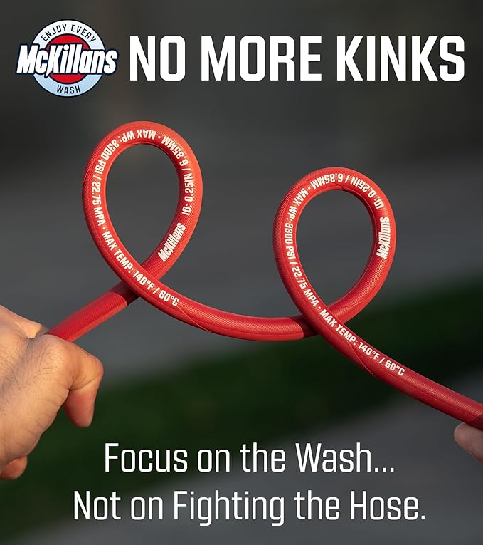 McKillans® QC Installed Pressure Washer Hose 50 ft - Flexible & Kink-resistant - Steel-Braided & Durable- 3/8" QC Pre-Installed Stainless Steel - Power Washer Hose - High Pressure 1/4" Inner Diameter