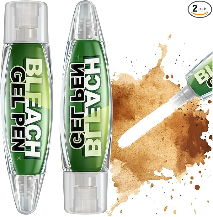Stain Remover Bleach Pen for Clothes 2 PACK Bleach Gel Pen Targeting Specific Stains Bathroom Cleaner, Shower, Caulk