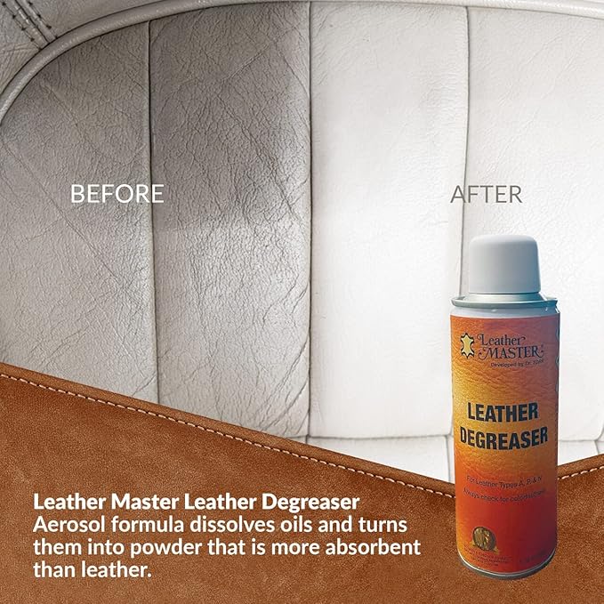 LEATHER MASTER Leather Care Degreaser (6.76 oz.)-The Ultimate Leather Cleaner Degreaser Spray For Any Leather Cleaning & Detailing Kit | Perfect For Leather Carpet, Car Interior, Furniture