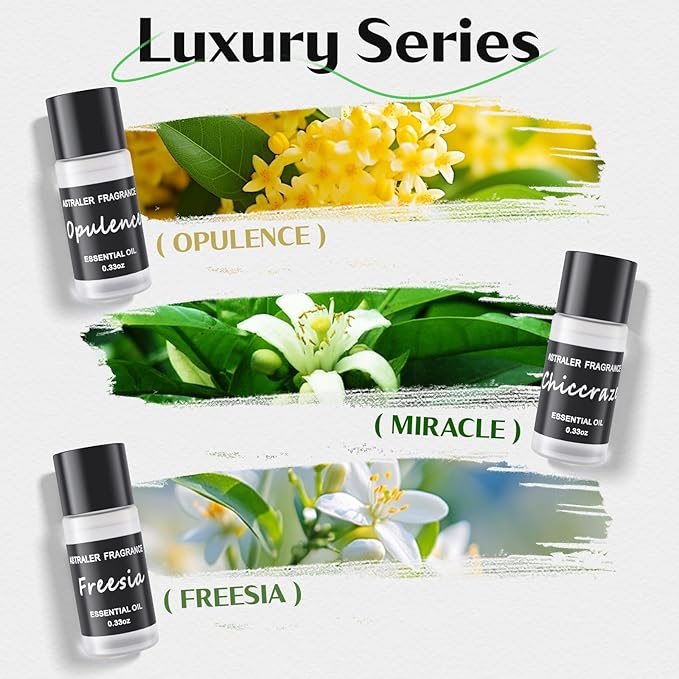 Luxury Series 6-Pack Car Air Freshener Refills (10mL Each) | Smart Diffuser Essential Oil Kit with 6 Unique Fragrances | Long-Lasting Scents for Car Aromatherapy