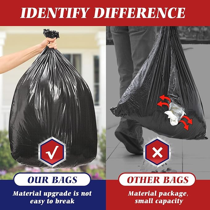 30-33 Gallon 100 Counts Large Trash Bags w/Ties Black Garbage Bags, Large Trash Can Liners for Home,Kitchen,Office,All Purpose Light Residential or Commercial Waste,Outdoor Lawn and Leaf Bags