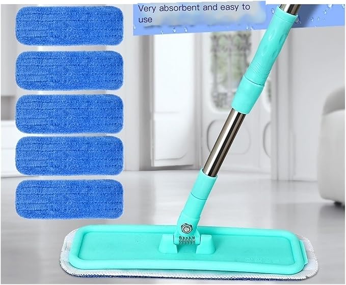 5-Pack Washable Microfiber Mop Pads, Large Size (16.5"x4.7"), Reusable Refills for Spin Mop and Flat, Applicable to Hardwood Floors(Medium)