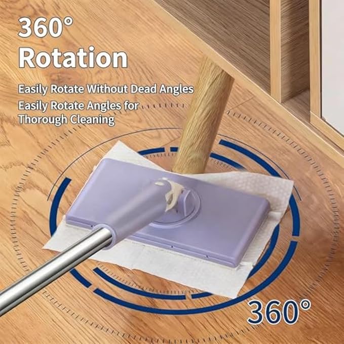 Clip to Grip Mop, Snap Grip Mini Mop, No Wash Lazy Mopes Wet and Dry with 10 Reusable Cloths, Zero Touch Mini Mops, Automatic Cloth Clip and No Wash Mops