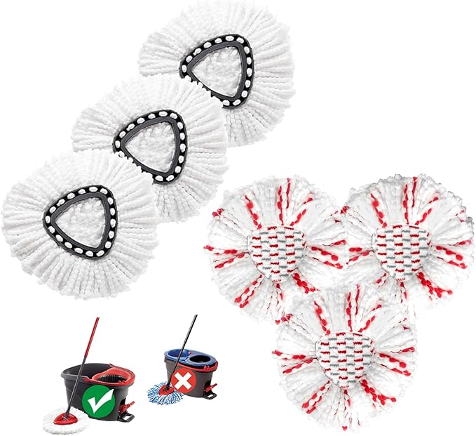 3 Pack Spin Mop Replacement Head + 3 Pack 40% More Cleaning Power Mop Replace Head for Ocedar Easy Wring 1-Tank System