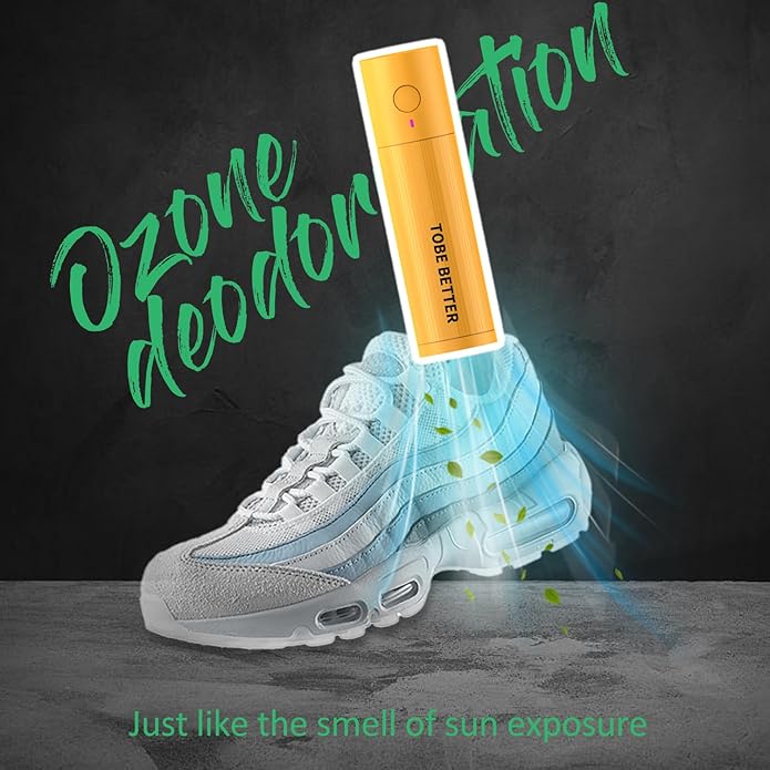 Shoe Deodorizer Rechargeable Ozone Tech Eliminates Odors in All Footwear, Auto Shut-Off Durable Freshener