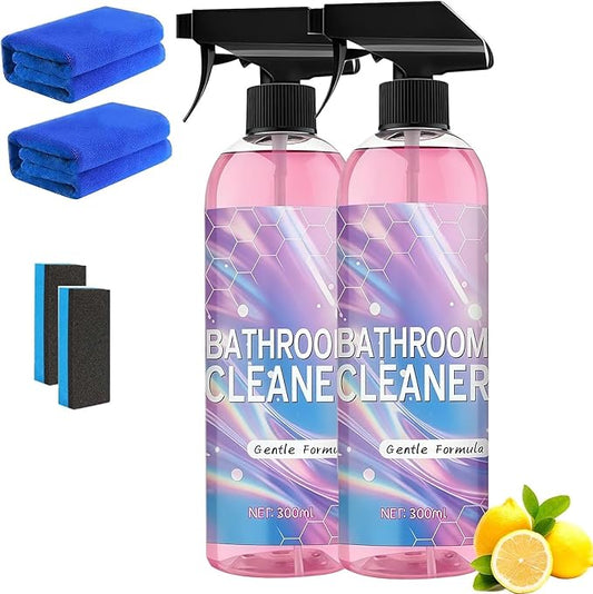 Heavy Duty Bathroom Scrubbing Solution, Bathroom Descaler Foam Cleaner, Powerful Pink Bathroo𝐦 Cleaner Spray, All-Purpose Bathrooms Descaler Foam Spray, For Floor,Showers,Glass Surfaces (2pcs)