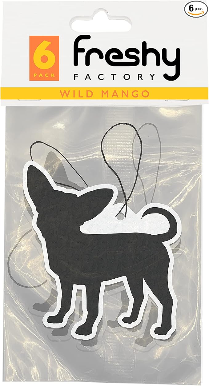 Chihuahua Car Air Freshener Mango Scent Freshy Factory (6 Pack)