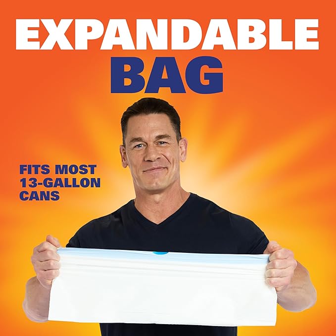 Hefty Ultra Strong 13 Gallon Trash Bags, Tall Kitchen Trash Bags 13 Gallon Size, Drawstring Closure, Continuous Odor Control, White, Unscented, 80 Bags