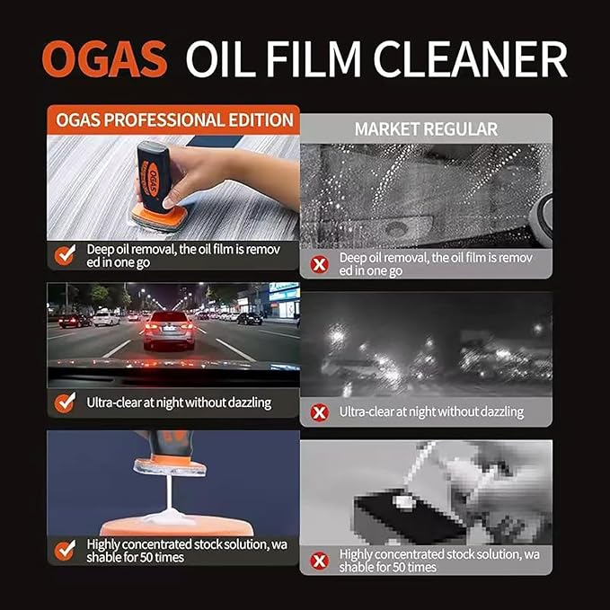 Car Glass Oil Film Remover & Cleaner Kit with Brush for Windshield, Windows and Headlights Cleaning