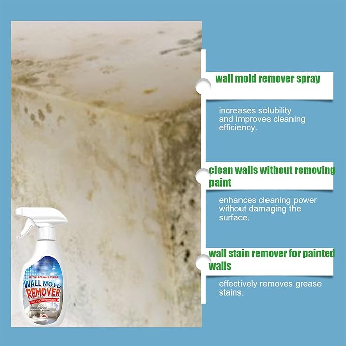 Highly Effective Removal Spray, 8.12 Fl.Oz Wall Cleaner Spray, 2026 New Multifunctional Cleaning Solution, Powerful Stain Remover for Wood, Tile, Fabric, Kitchen & Bathroom Surfaces (1PC)