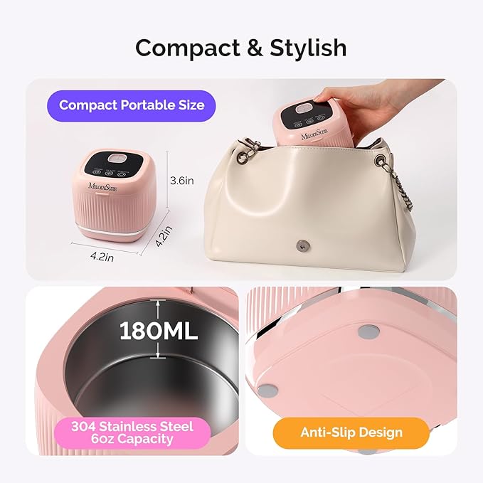 MelodySusie 2 in 1 Nail Tool Cleaning Machine, 3 Timers Mode for Nail Drill Bits, Nail Art Brush, Nail Clipper, Jewelry Cleaning, Salon & Home Use, Pink,DL-160