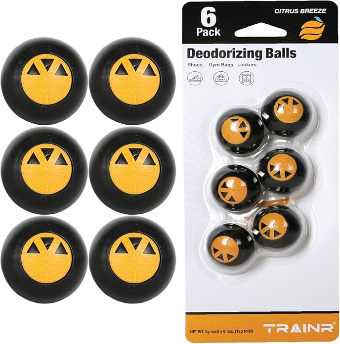 Citrus Breeze Deodorizing Balls 6-Pack TRNR-DB-CB, Shoe Deodorizer Balls and Gym Bag Odor Eliminator for Lockers, Closets and Sports Equipment with Adjustable Twist Vent Scent Control