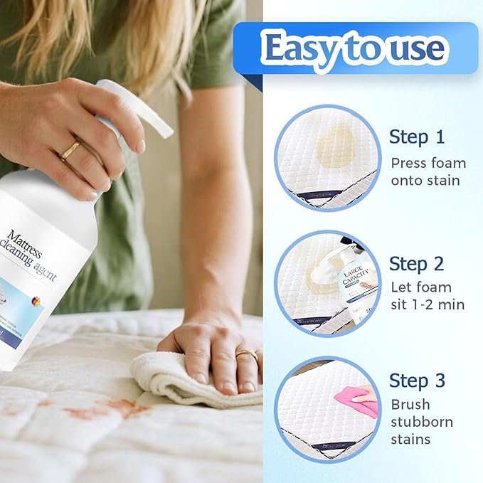 Jeeeun Mattress Stain Remover, Mattress Cleaner Fabric Cleaner Spray, Deep Clean for Bed Couch Carpet Upholstery, No-Scrub Fast-Acting Spot Treatment for Home Fabric (3 Sets)