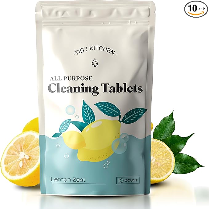Tidy Kitchen All-Purpose Cleaner Tablets - Multi-Surface Cleaner for Counters, Stovetops, Tile, Wood, Bath, and Glass - Compact Water-Activated Tablet Refills, 10 Pack