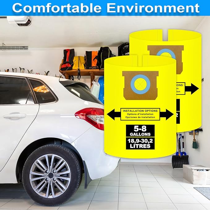5-8 Gallon Bags for Shop Vac 5, 6, 8 Gallon, 90661, 90671, Type E, Type H, VF2004, VHBS, VDBS, 9066100, 9066133, 9067100 Vacuums, High-Efficiency Disposable Collection Filter Bag, Double Layer, 6 pack
