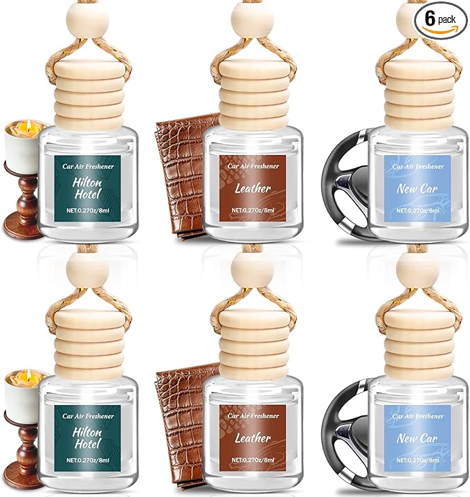 6 Pack Premium Car Air Freshener, Long Lasting Luxury Diffuser Set, Hanging Executive Vehicle Interior Decor Scent Unisex