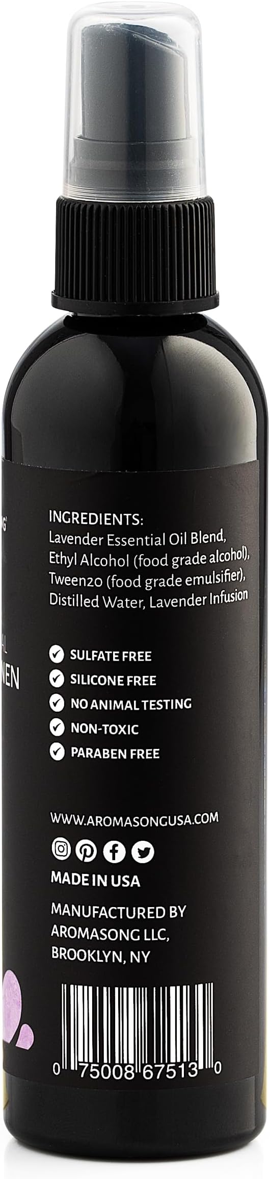 Aromasong All Natural Lavender Spray for sleep - Room & Linen Spray for Pillows and Sheets - Lavender Bed Spray Home Air Freshener & Deodorizer - Calming Essential Oil Spray for Sleeping…
