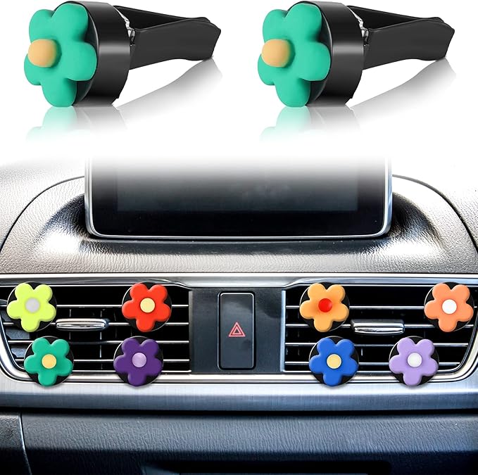 Frienda 8 Pieces Daisy Flower Air Freshener Cute Flower Car Clips Air Vent Clip Car Accessories Interior Decor for Women Girls Charm Colorful Air Vent Decorations(Classic Colors)