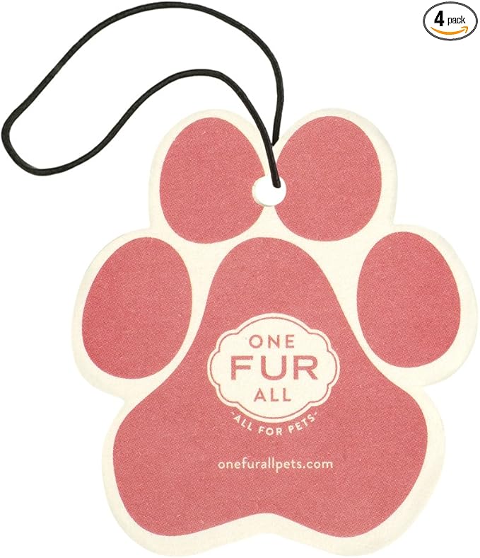 One Fur All Pet House Car Air Freshener - Vanilla Creme Brulee Pack of 4 - Non-toxic, Pet-Friendly for Small Spaces - Hanging Odor Eliminator