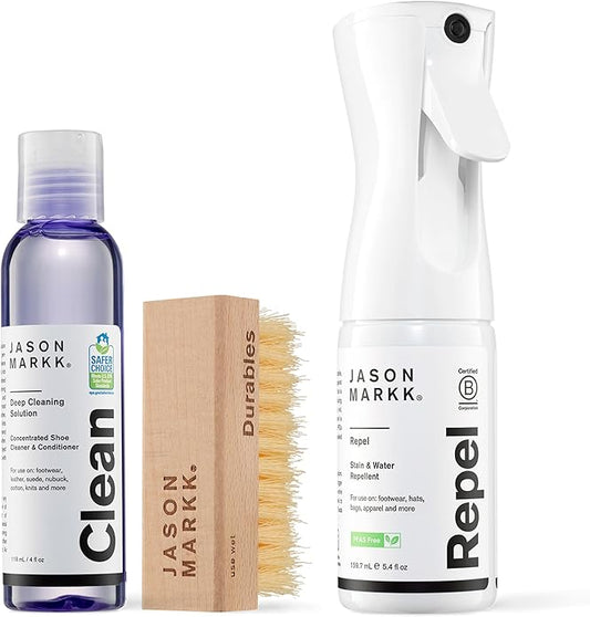Jason Markk Essential Kit & Repel Spray, Shoe Cleaner, 3-Piece Set for Footwear