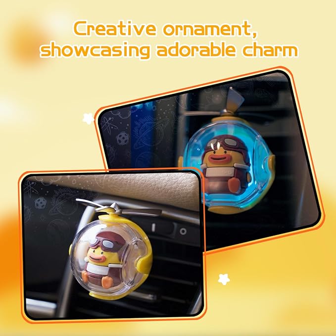 Yellow Duck Car Air Freshener with 6-Color Auto Light Up & 4 Scented Replacements Tablets – Light Scent, Decorative Auto Accessories, Cute Mother's Day and Father's Day Small Gift