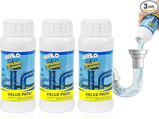 Drain Cleaner Powder, Powerful Pipeline Dredging Agent, Kitchen Unblocker, Sink and Drain Cleaner Powder for Kitchen Toilet（3Pcs）