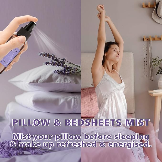 SCENTORINI Sleep Spray, 10.14 oz Calming Lavender Spray for Sleep, Lavender Essential Oil, 4 Pack Relaxing Aromatherapy Mist for Bedding Fabric, Room Spray Odor Deodorizer