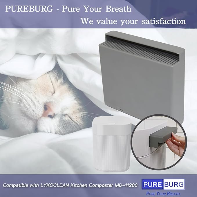 PUREBURG Deodorization Filter Compatible with LYKOCLEAN Kitchen Electric Composter MD-11200 (2.5L),2-Pack Activated Charcoal Odor Remove