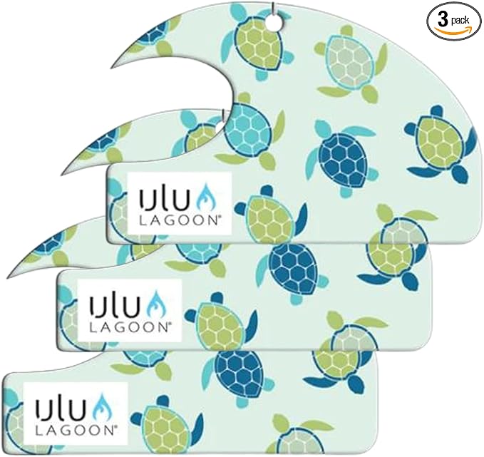 ulu Lagoon Hanging Car Air Freshener | Tropical Beach Coconut Surf Wax Scent Mini Wave | Long Lasting Car Freshener, Closet and Beyond | Made In USA | 3 Pack (Honu)