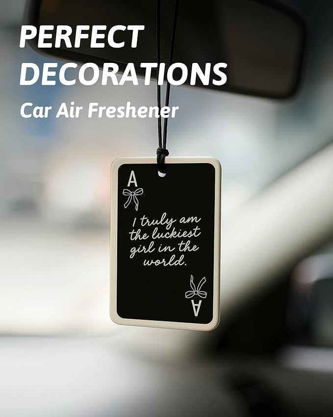 Black Coquette Girly Car Air Freshener 4 Pcs, Dark Retro Bow Cherry Ace Card Cheetah Hanging Air Freshener for Cars Closet Drawer Books, Preppy Girly Car Accessories Mirror Decor for Women